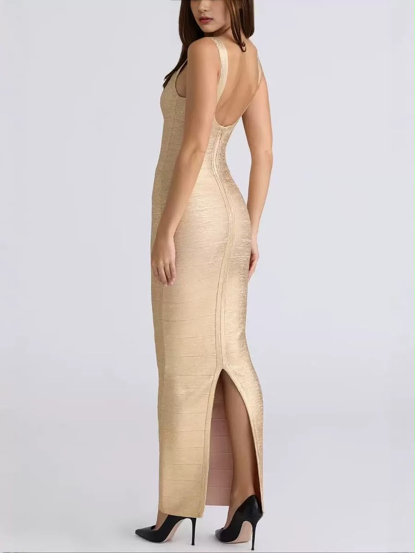 Metallic Sculpt Maxi Dress
