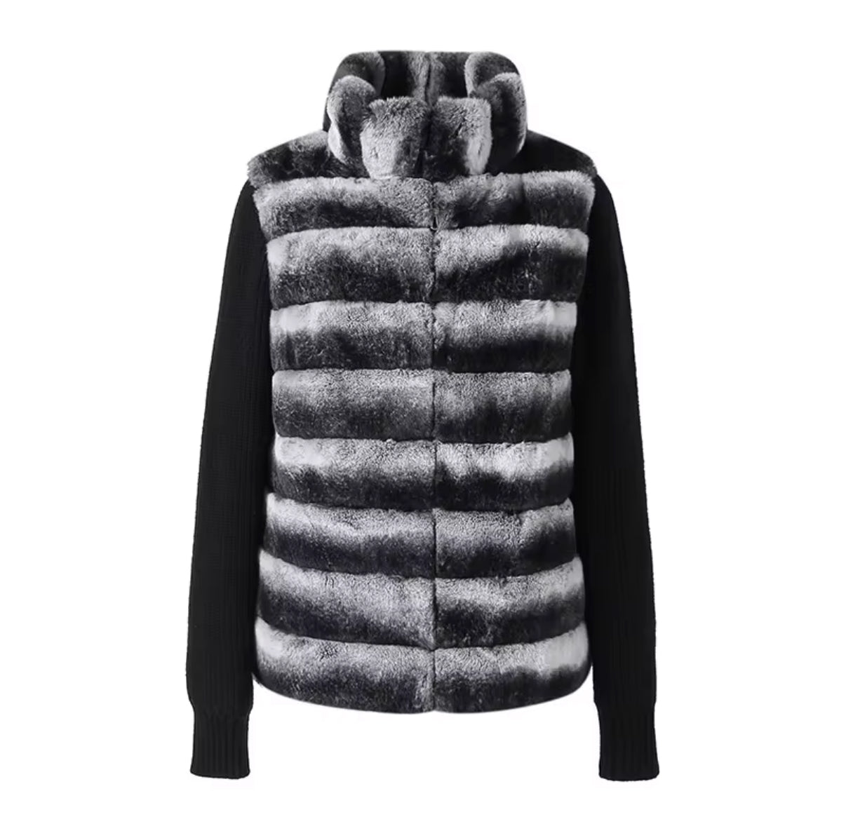 Winter Crest Fur-Panel Sweater Jacket