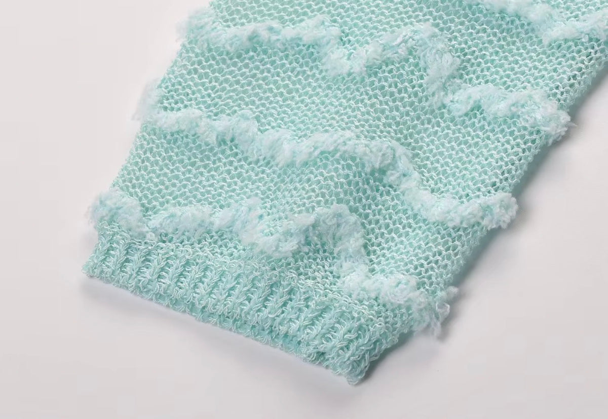 Textured Wave Knit Button Cardigan