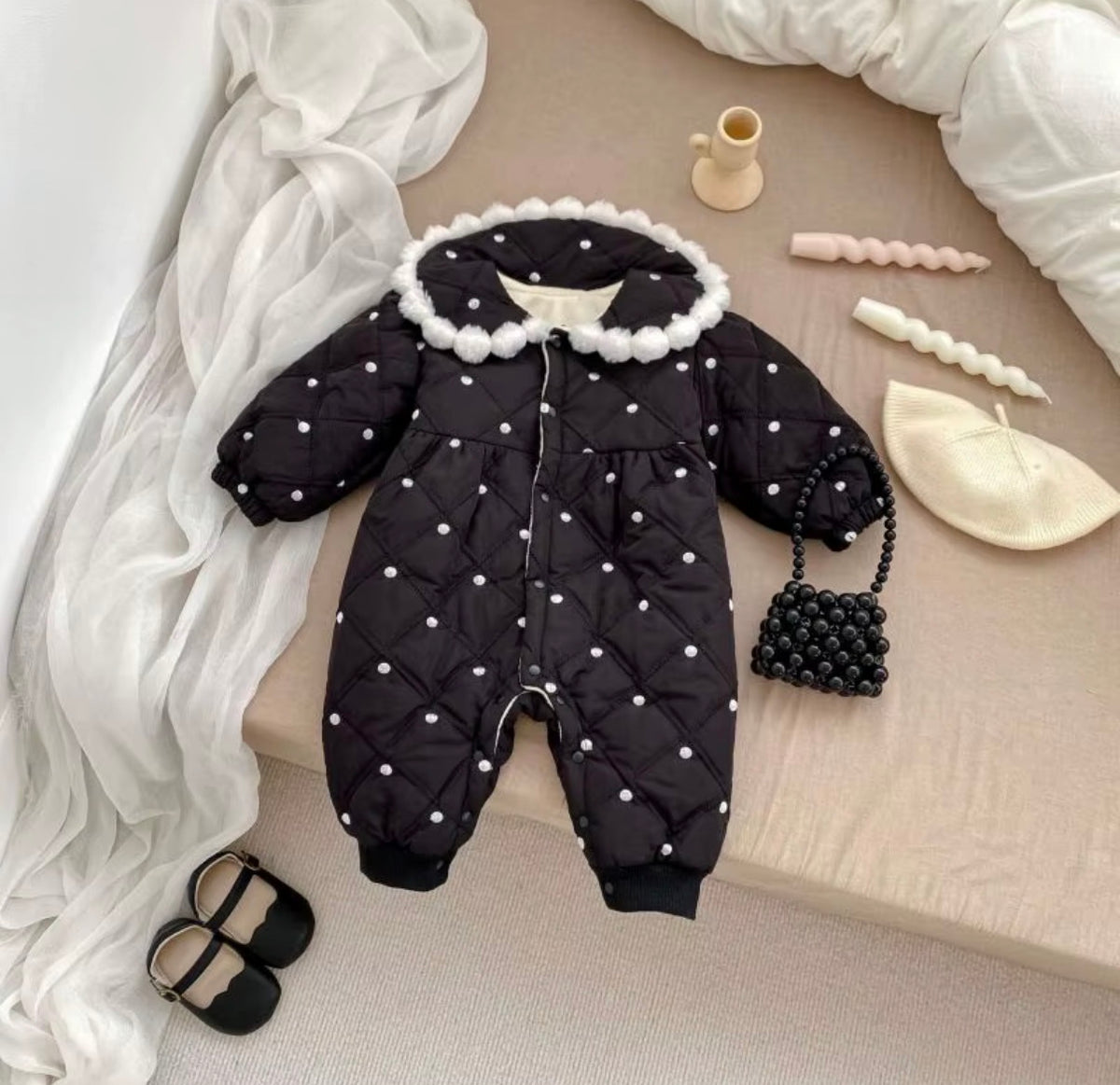 Polka Puff Quilted Romper