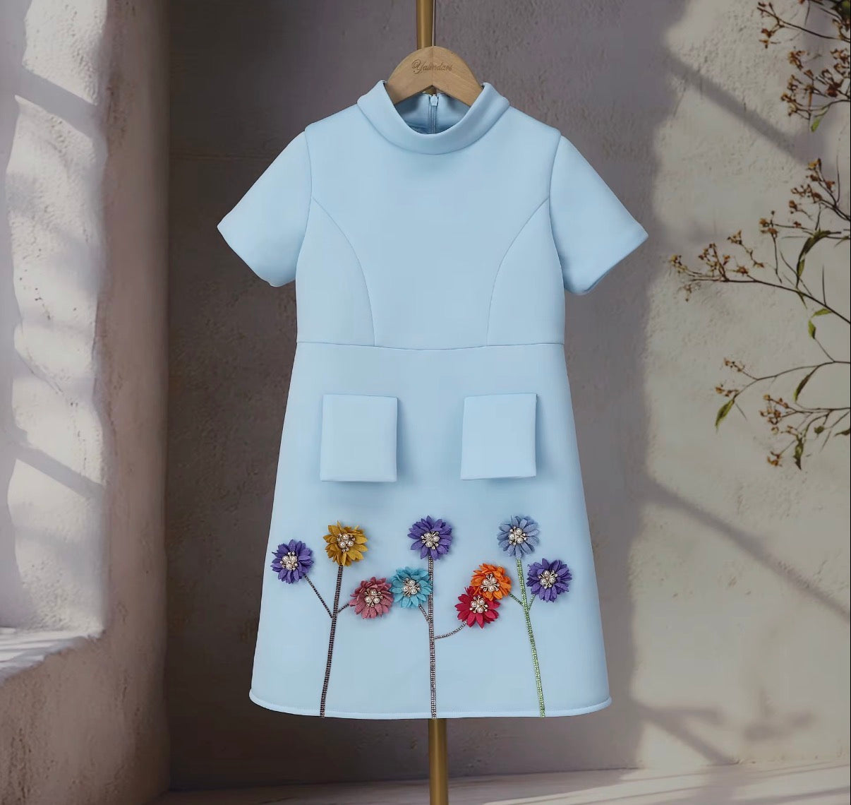 Rainbow Blossom Pocket Dress