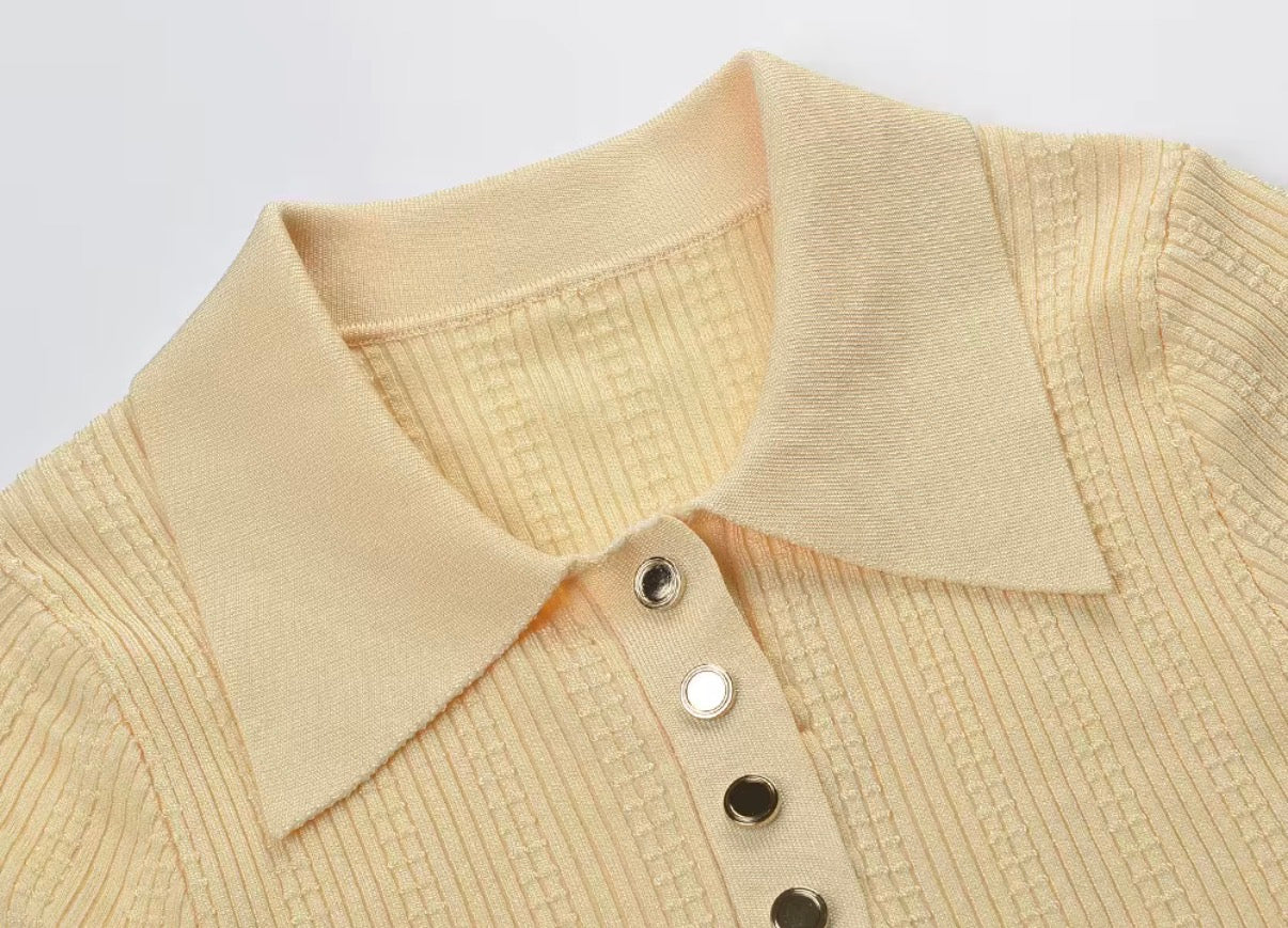 Luna Frill Knit Polo Top