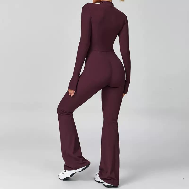 SculptFit Zip-Front Flare Jumpsuit