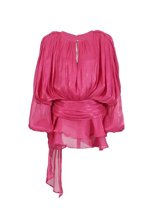 Sheer Tie-Neck Blouse