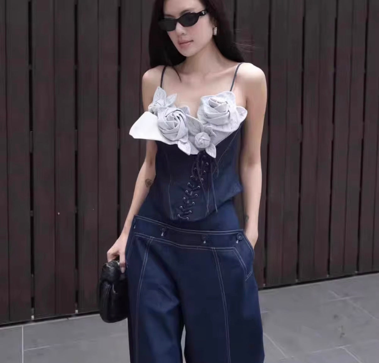 Floral Corset Denim Set