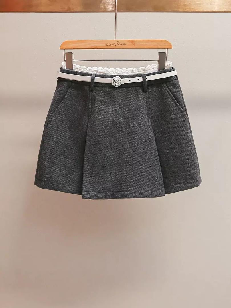 Embellished Wool Cardigan with Crystal Floral Details and Lace Trim