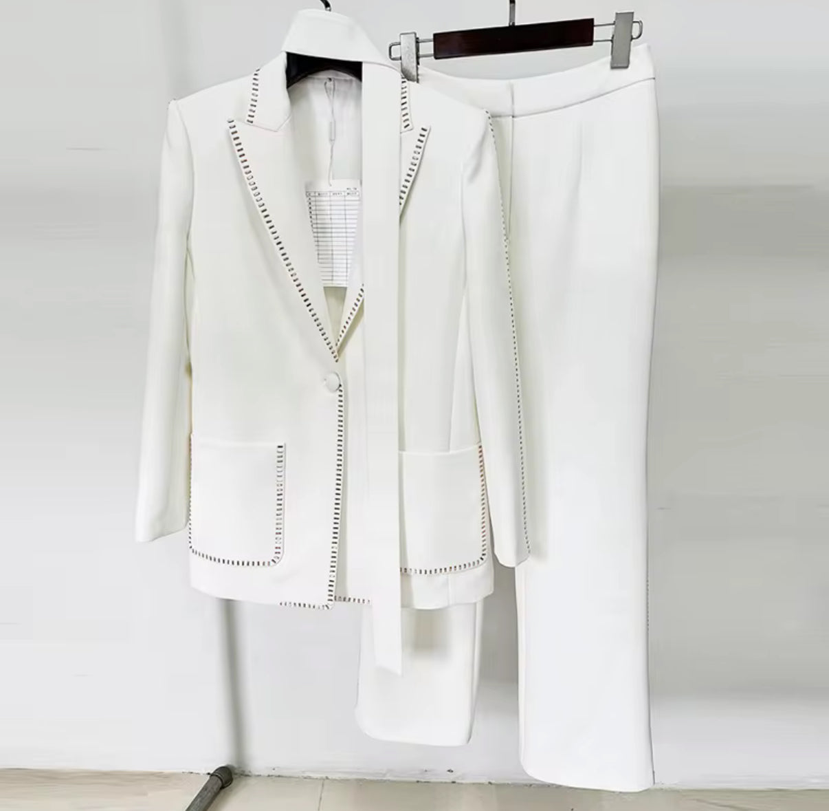 Tailored Pantsuit with Scarf Detail