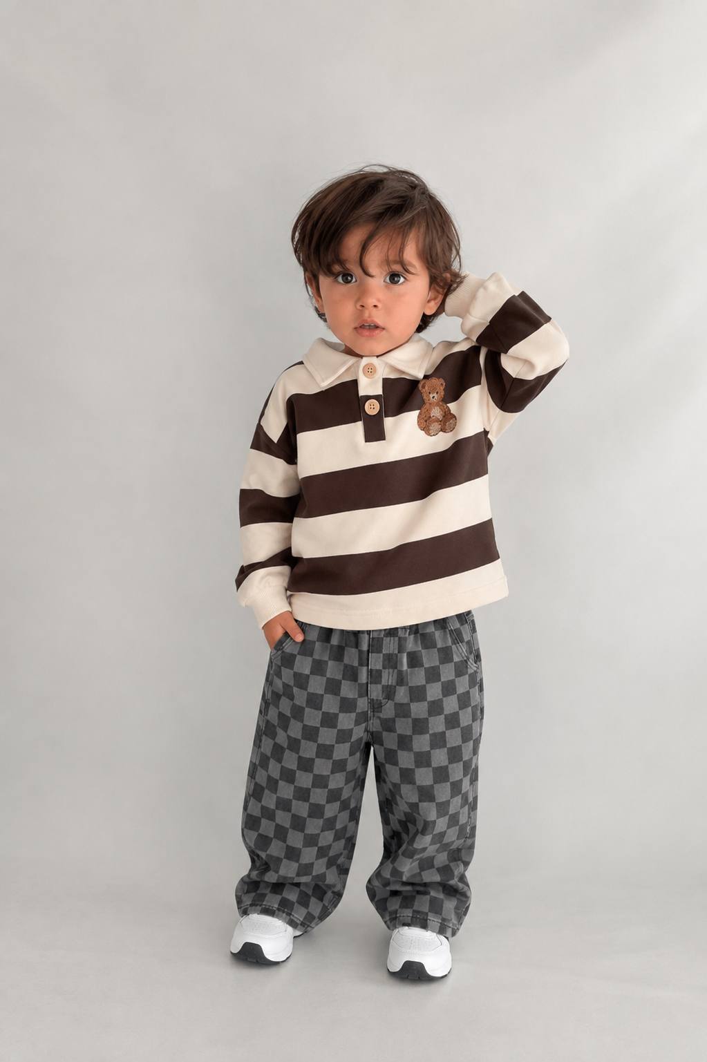 Teddy Check Polo Set