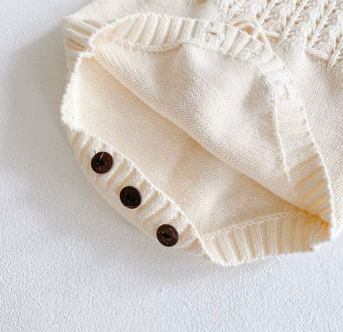 Ivory Pointelle Knit Romper