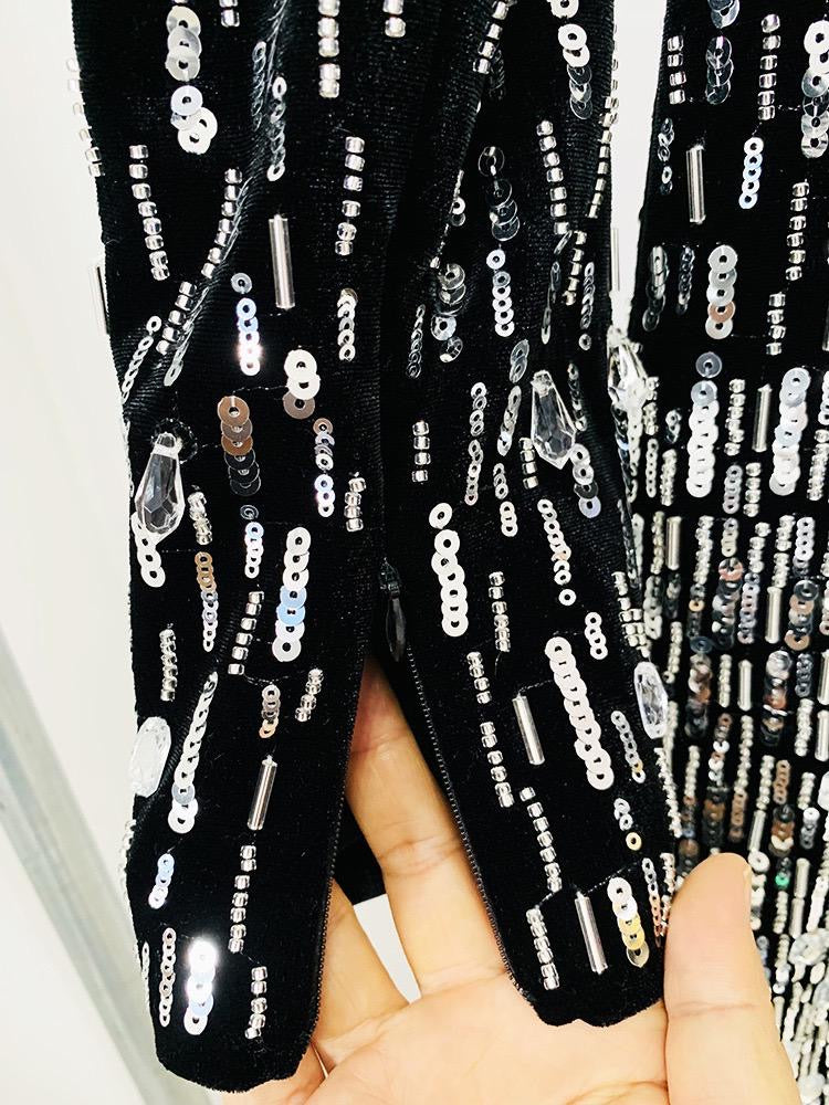 Midnight Spark Sequin Velvet Mini Dress