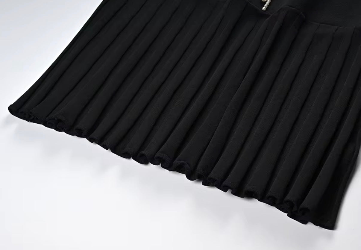 Pearl Noir Pleated Skirt Set
