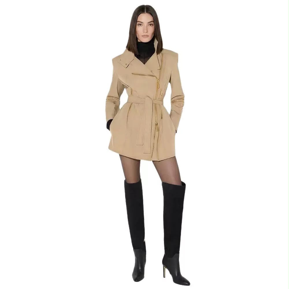 Sandstone Zip Trench Coat