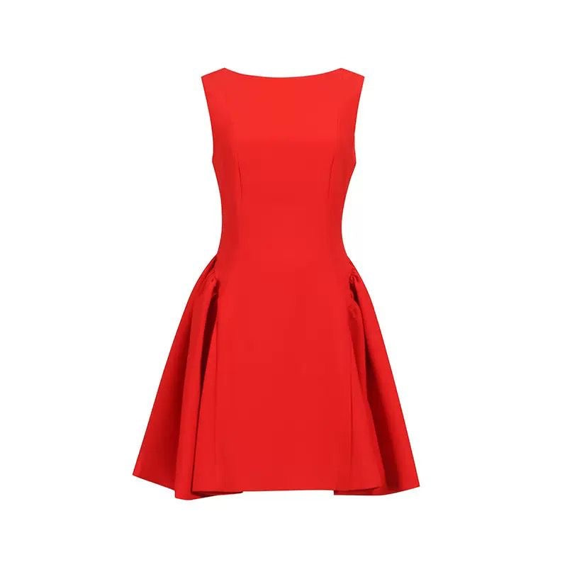 Sleeveless Mini Dress with Structured Fit and Flared Skirt