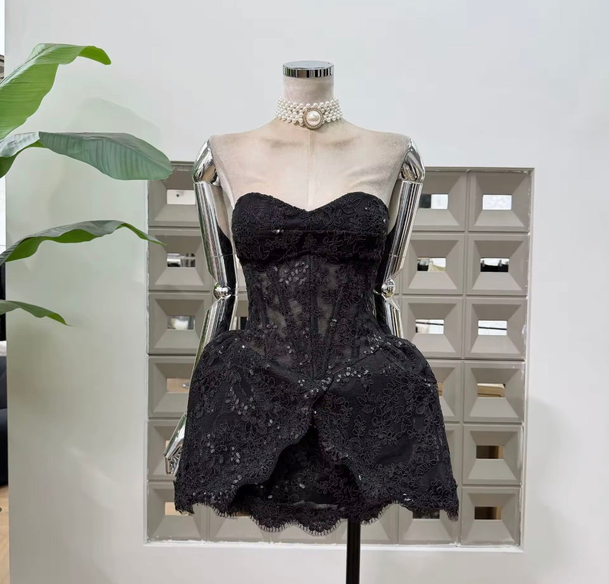 Lace Corset Bubble Mini Dress