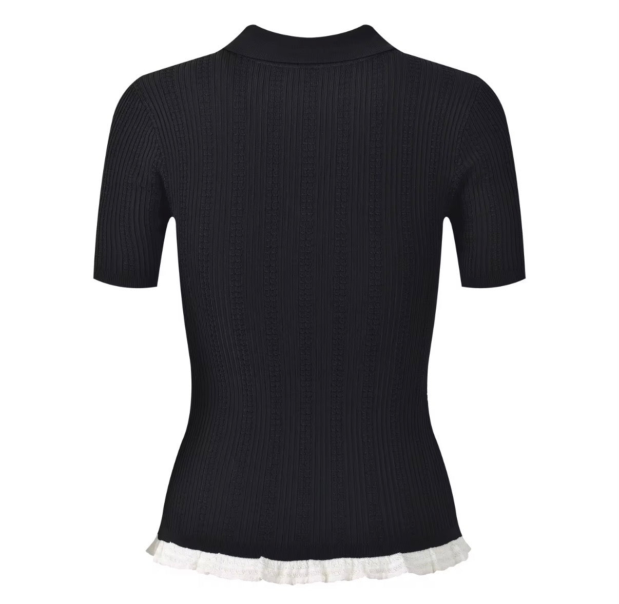 Luna Frill Knit Polo Top