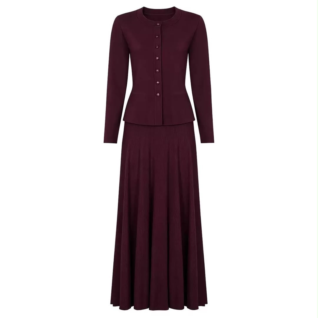 Buttoned Flared Maxi Dress