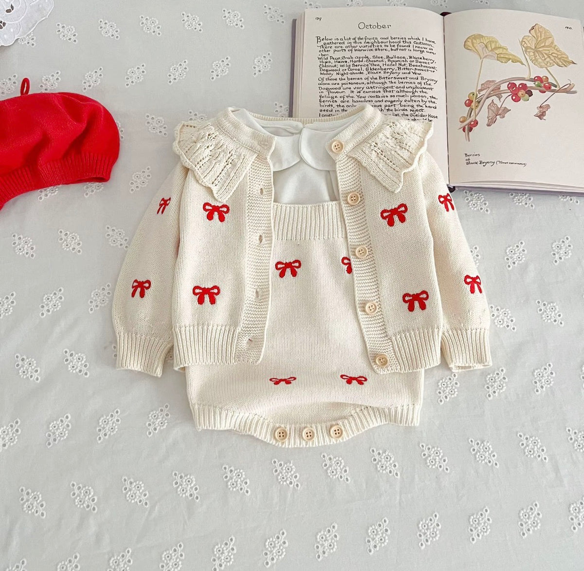 Little Red Bow Knit Set