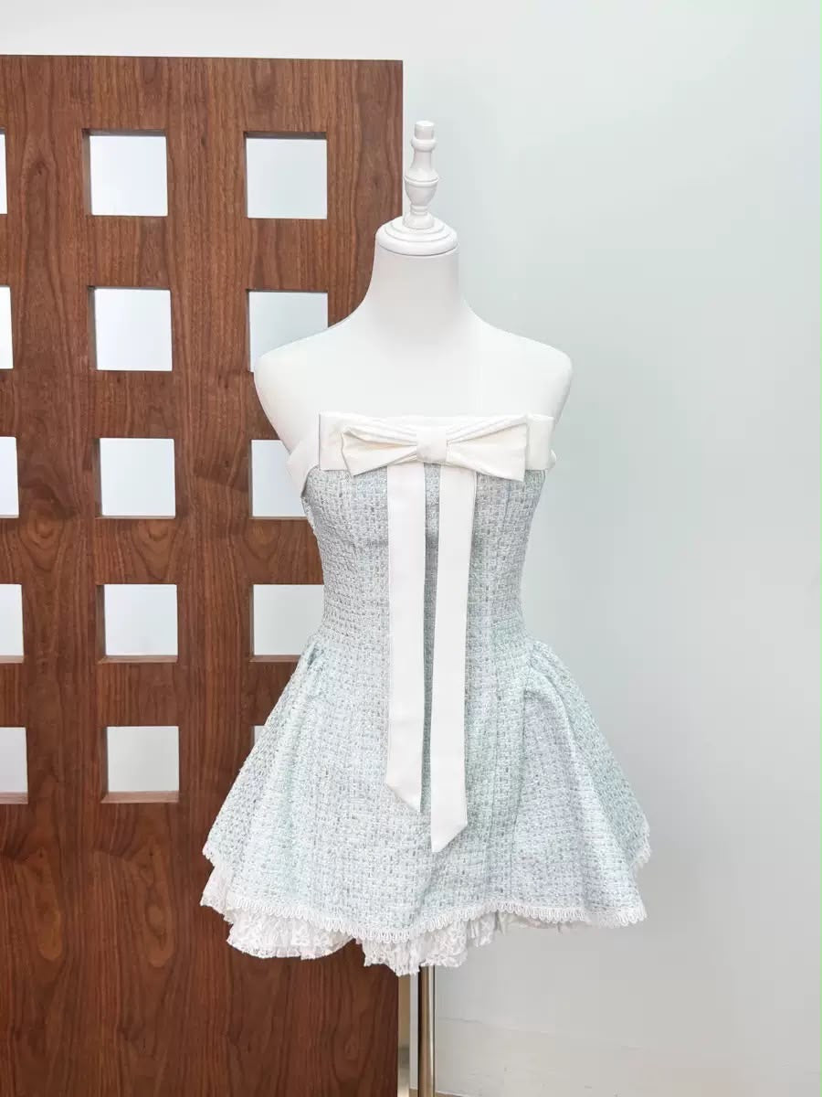 Tweed Bow Mini Dress
