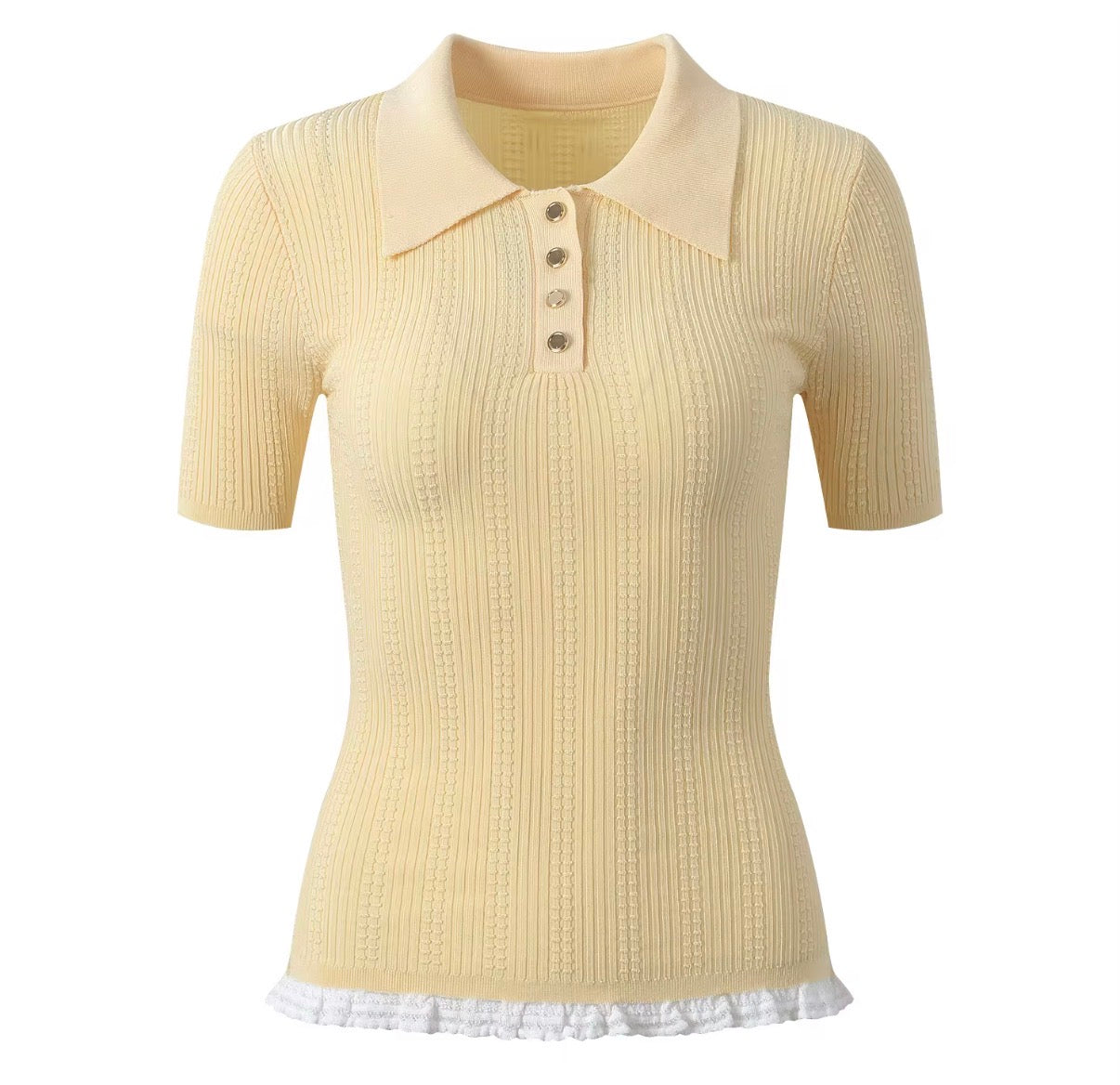 Luna Frill Knit Polo Top