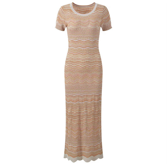Sunset Wave Knit Maxi Dress