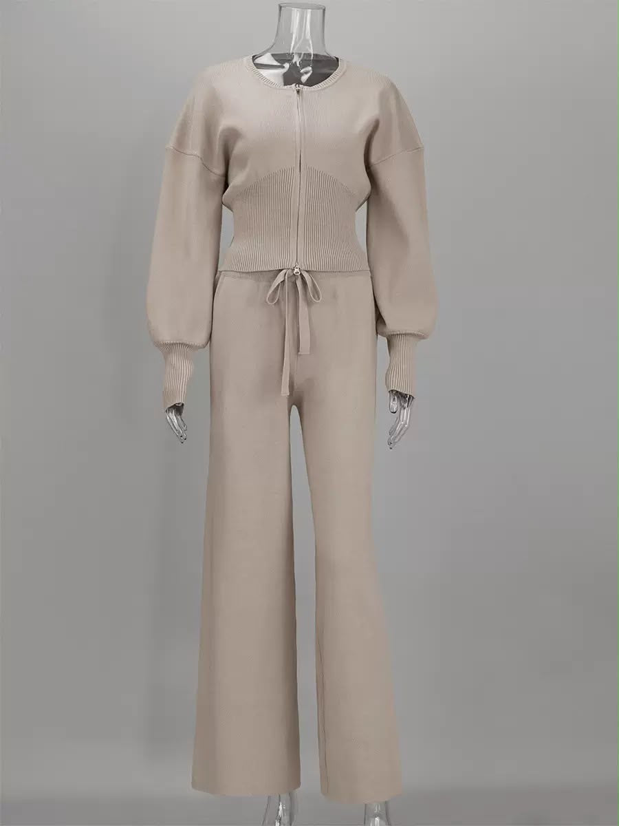 Fitted Zip-Up Knit Set
