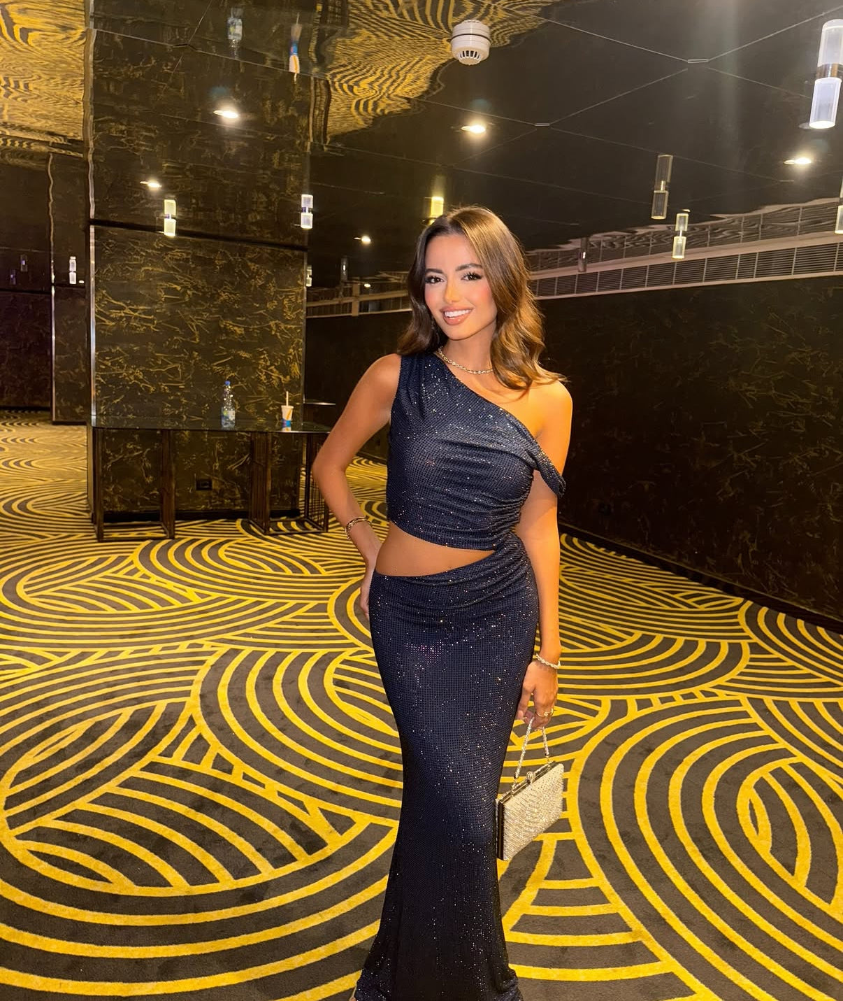 Cosmic Noir One-Shoulder Dress