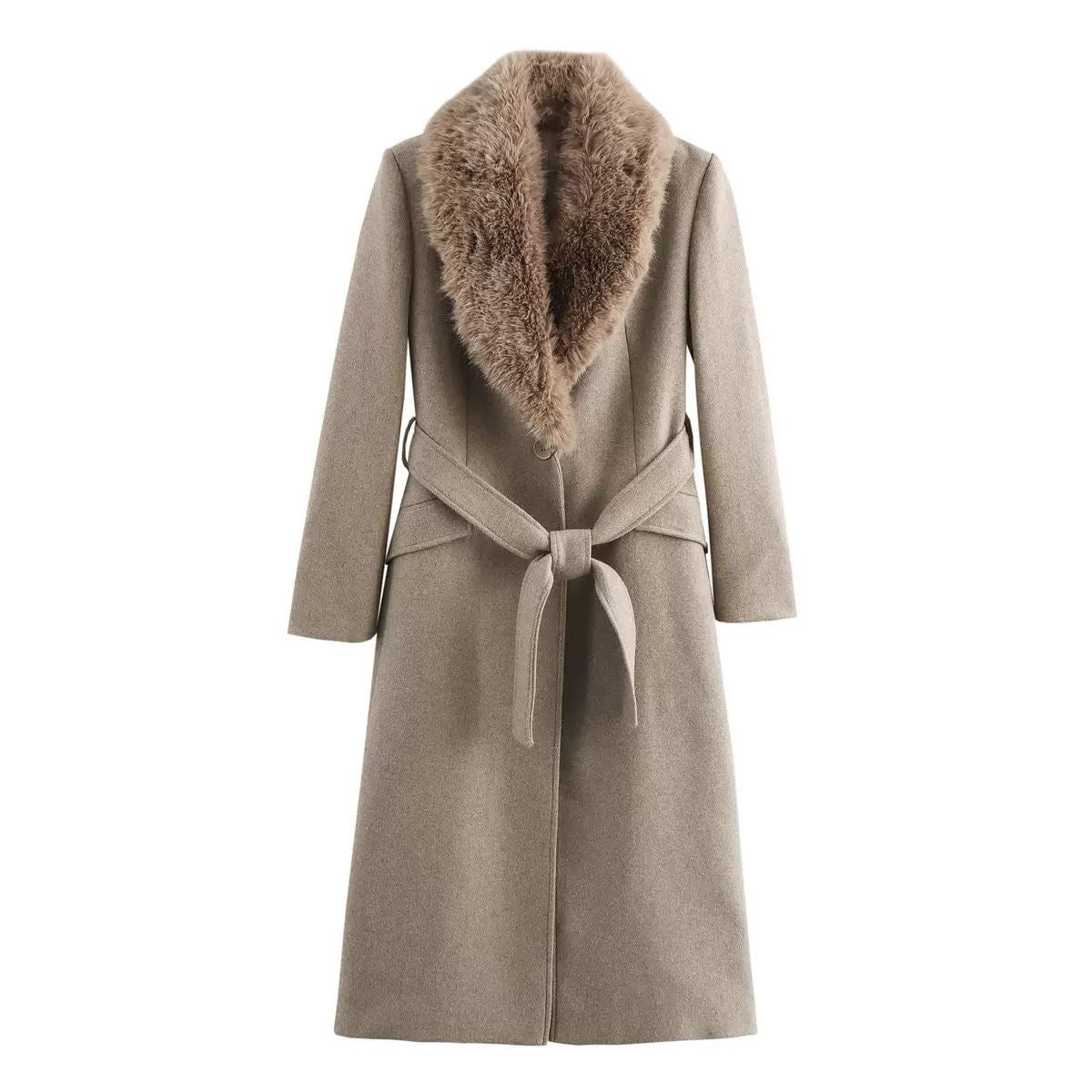 Royal Fur-Collar Winter Coat