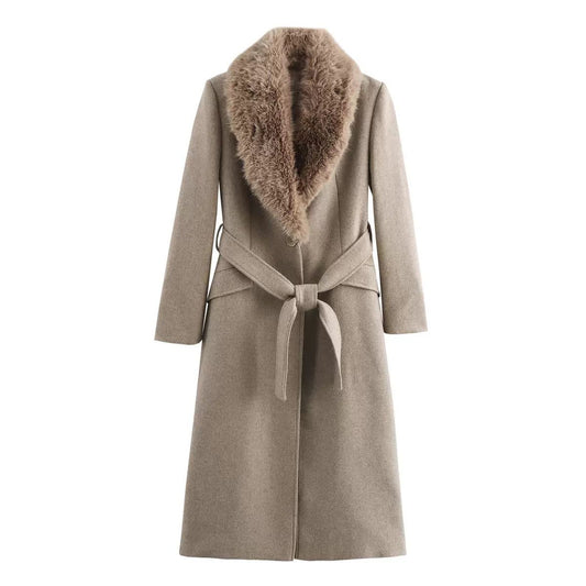 Royal Fur-Collar Winter Coat