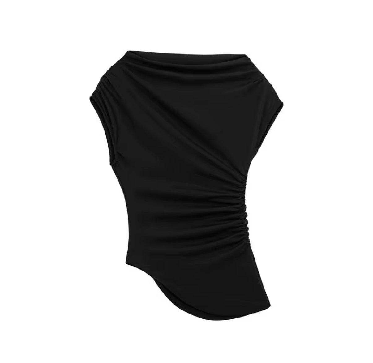 Ruched Asymmetric Draped Top