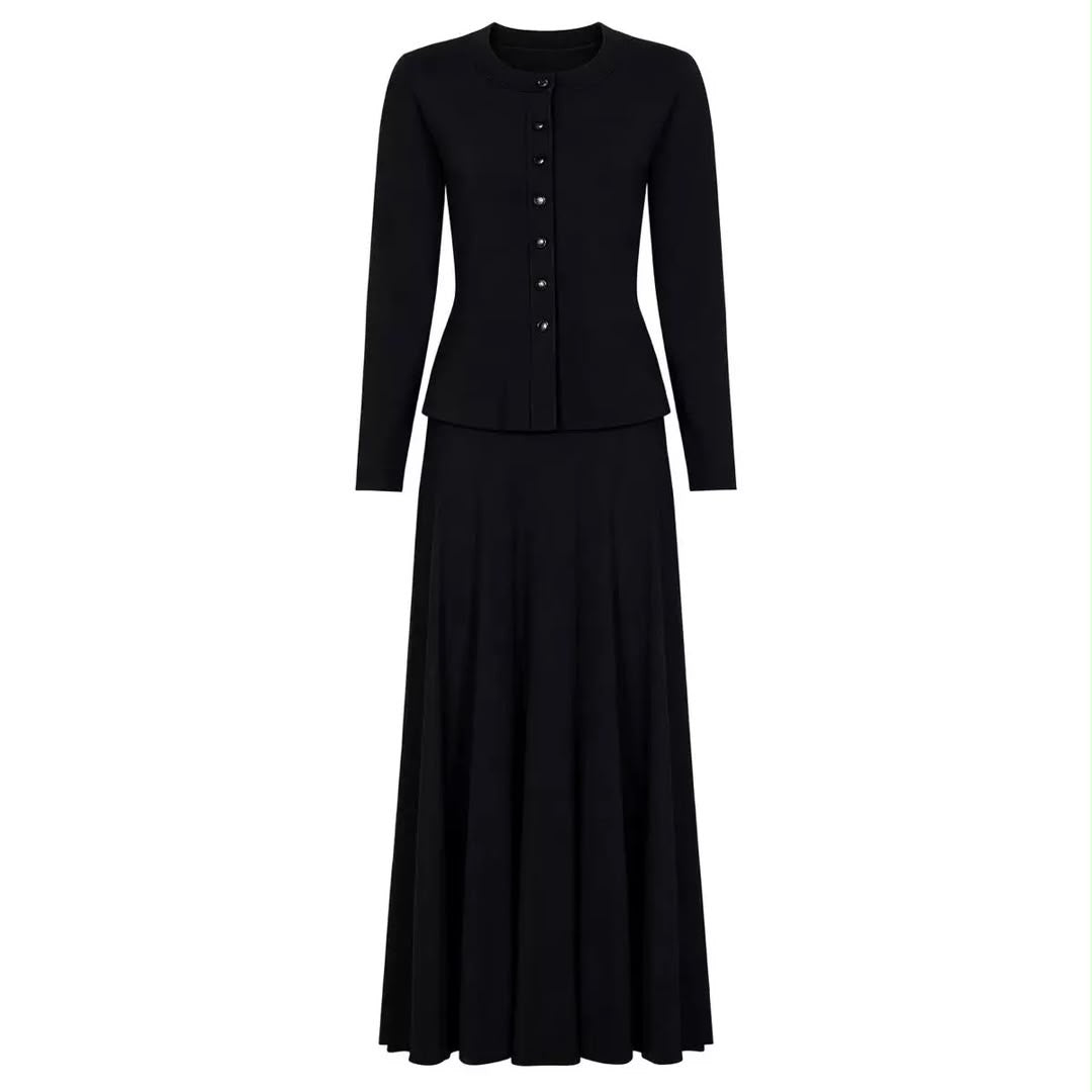Buttoned Flared Maxi Dress