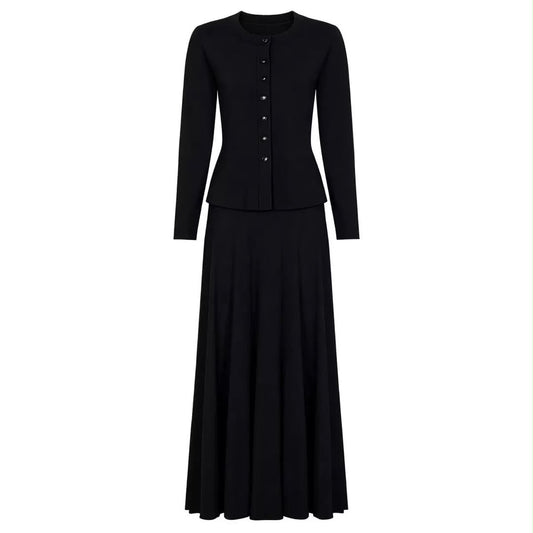 Buttoned Flared Maxi Dress