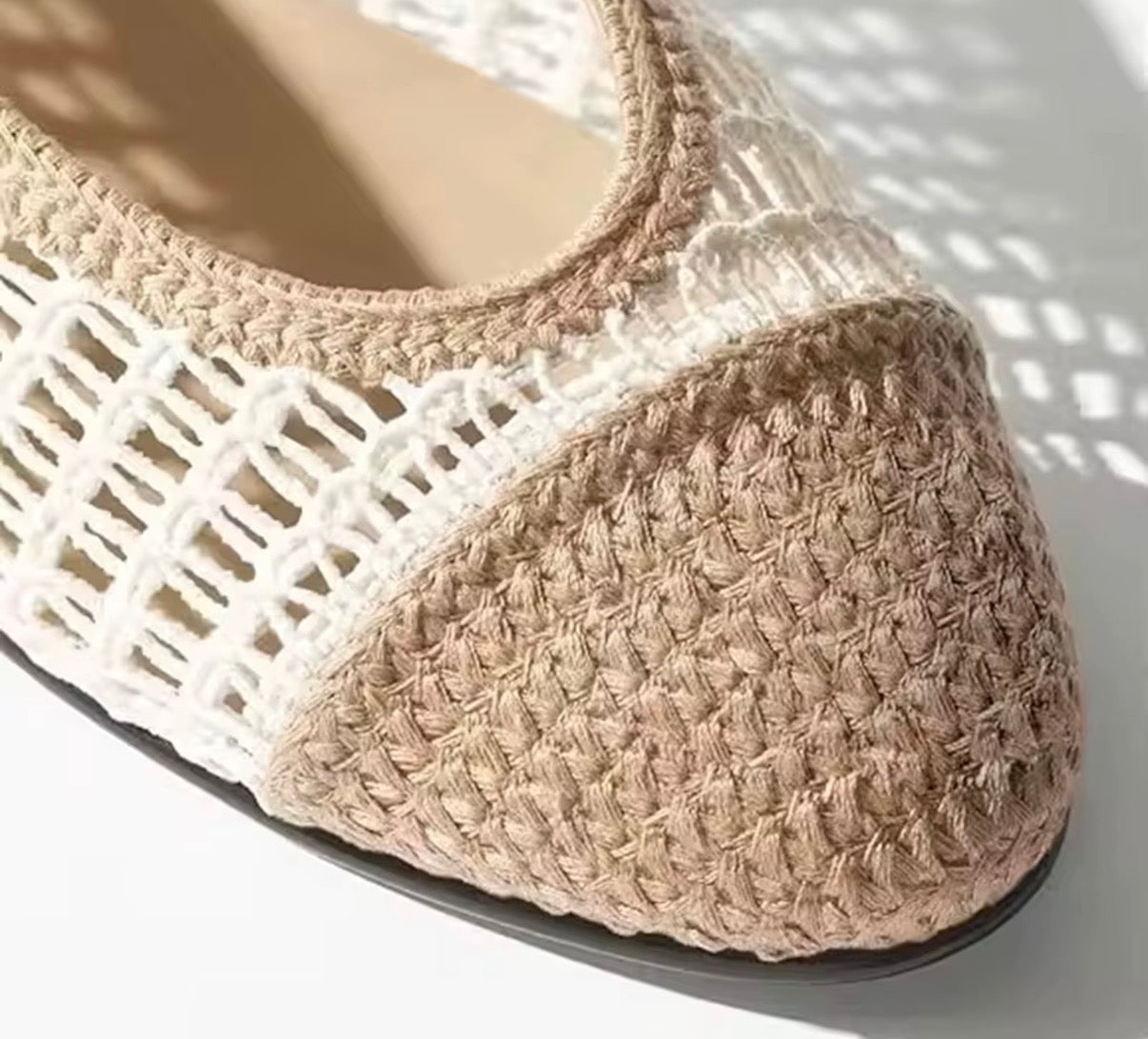 Crochet Cap Toe Ballet Flats