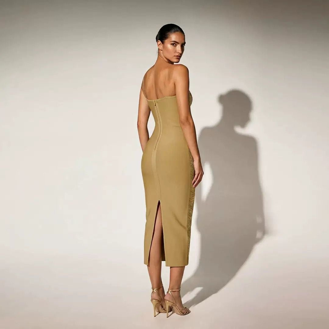 Golden Aurora One-Shoulder Gown