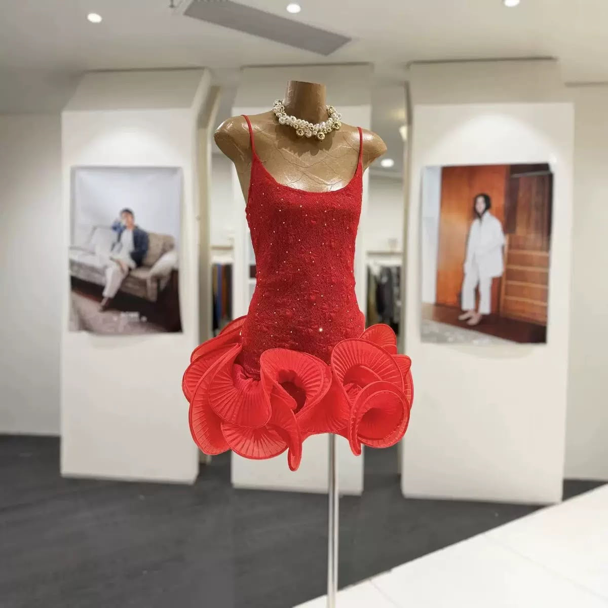 Rosette Sequin Mini Dress