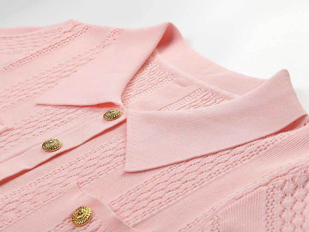 Chic Buttoned Knit Polo Top