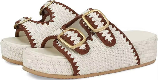 Solara Raffia Slides