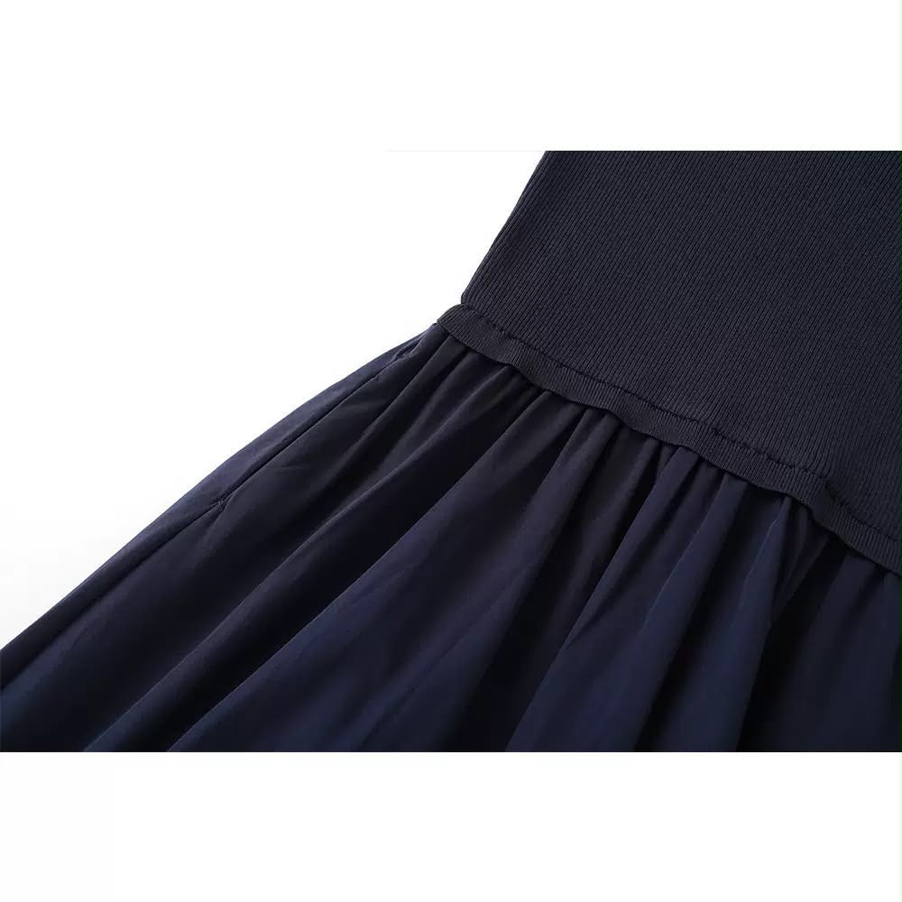 Polo Knit Lace-Trim Maxi Dress