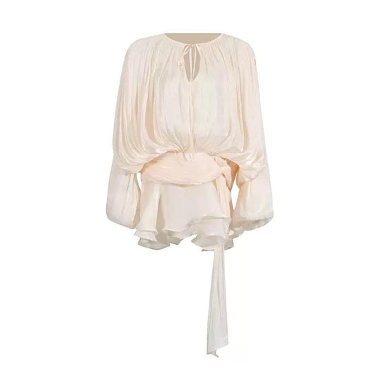 Sheer Tie-Neck Blouse