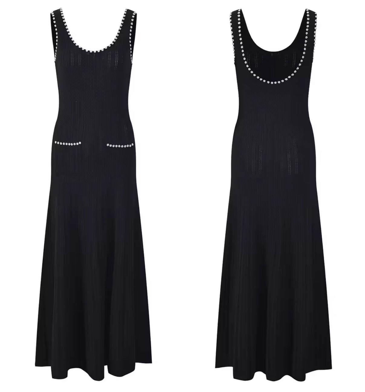 Chic pearl trim ensemble