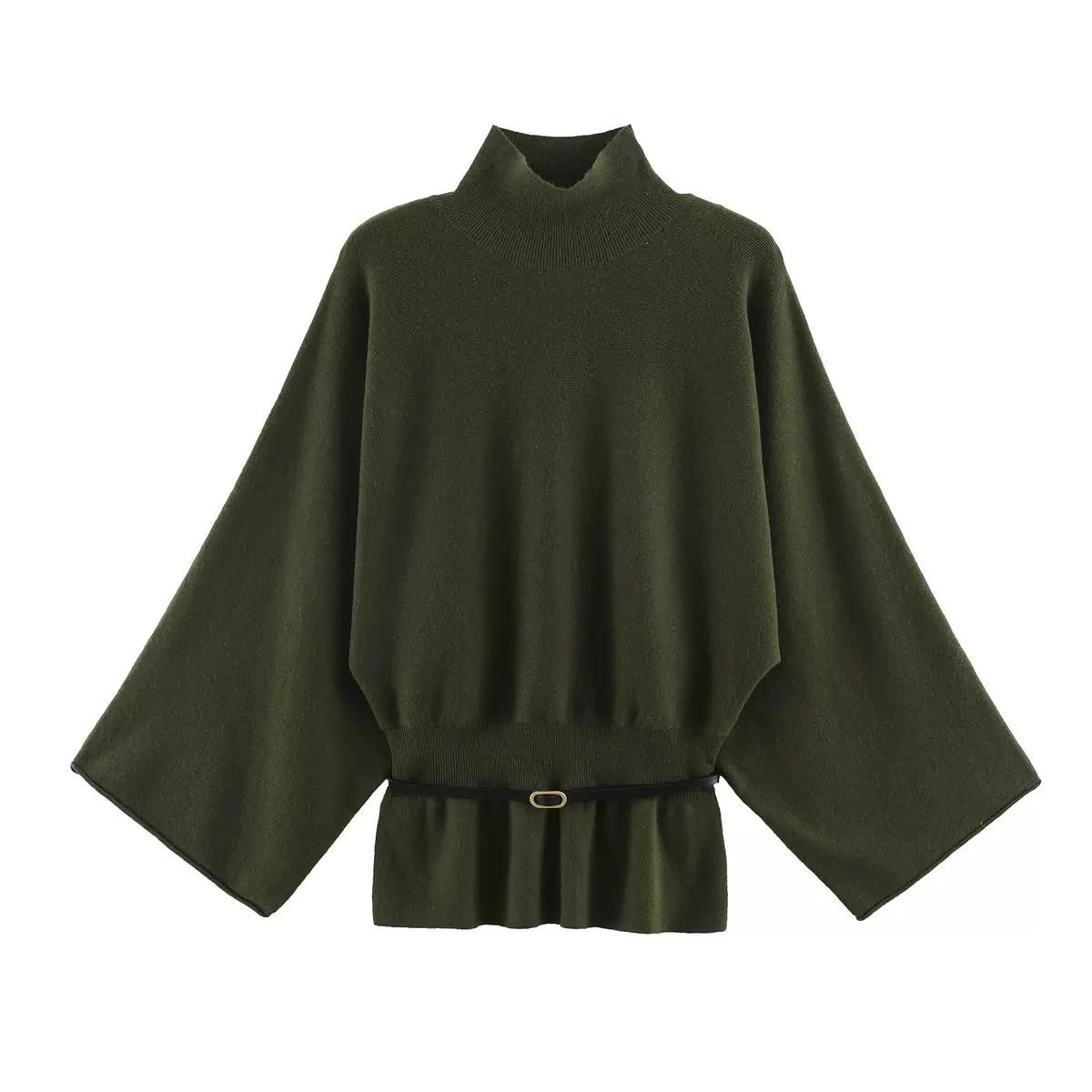 Belted Flare Knit Sweater