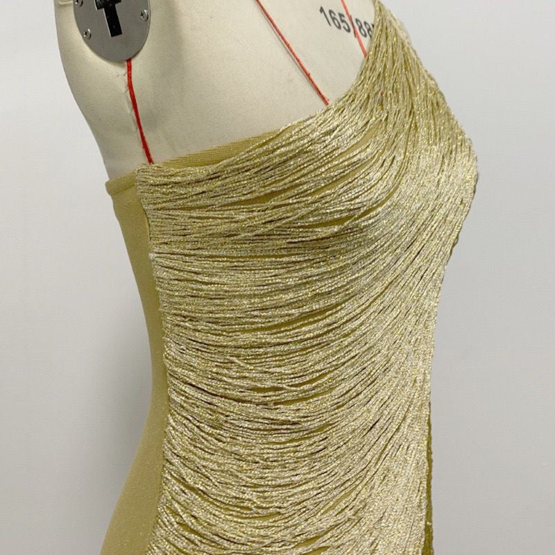 Golden Aurora One-Shoulder Gown
