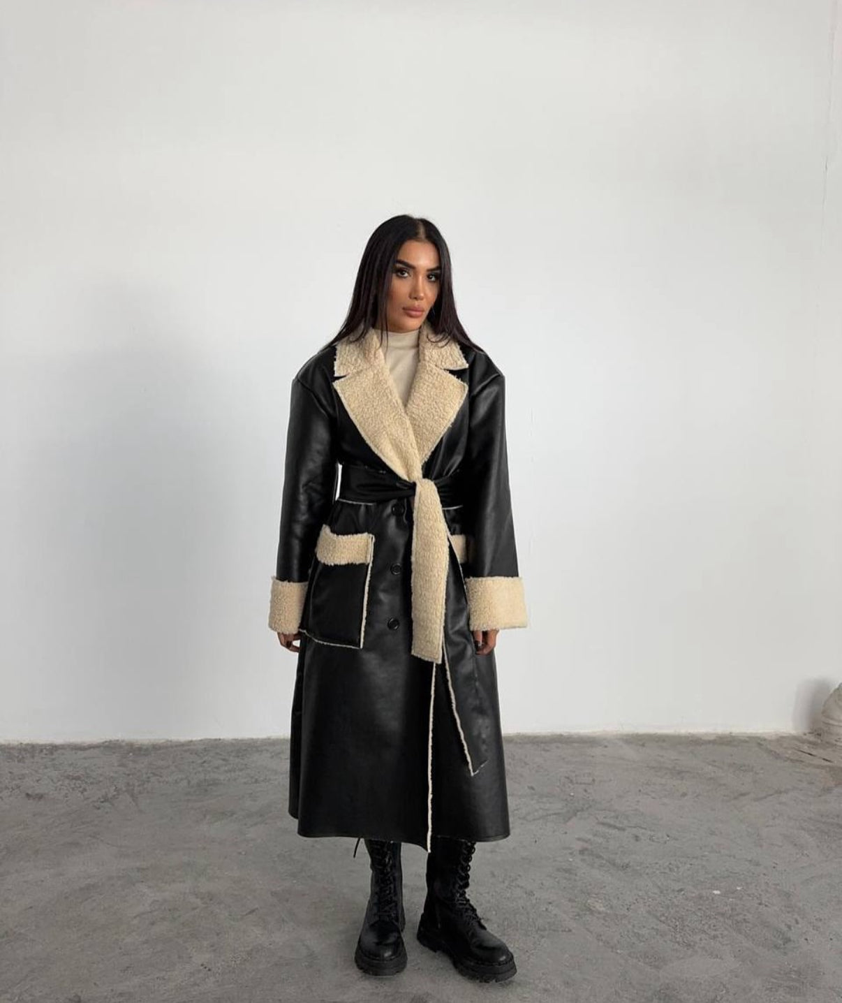 Frostbound Leather Maxi Coat