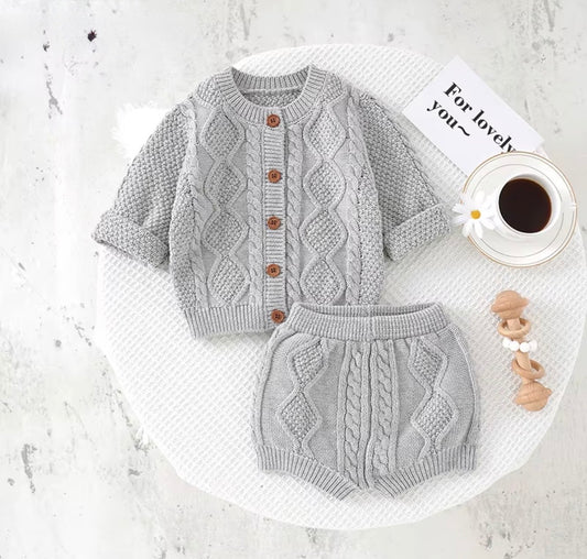 Cozy Cable Knit Cardigan & Bloomer Set