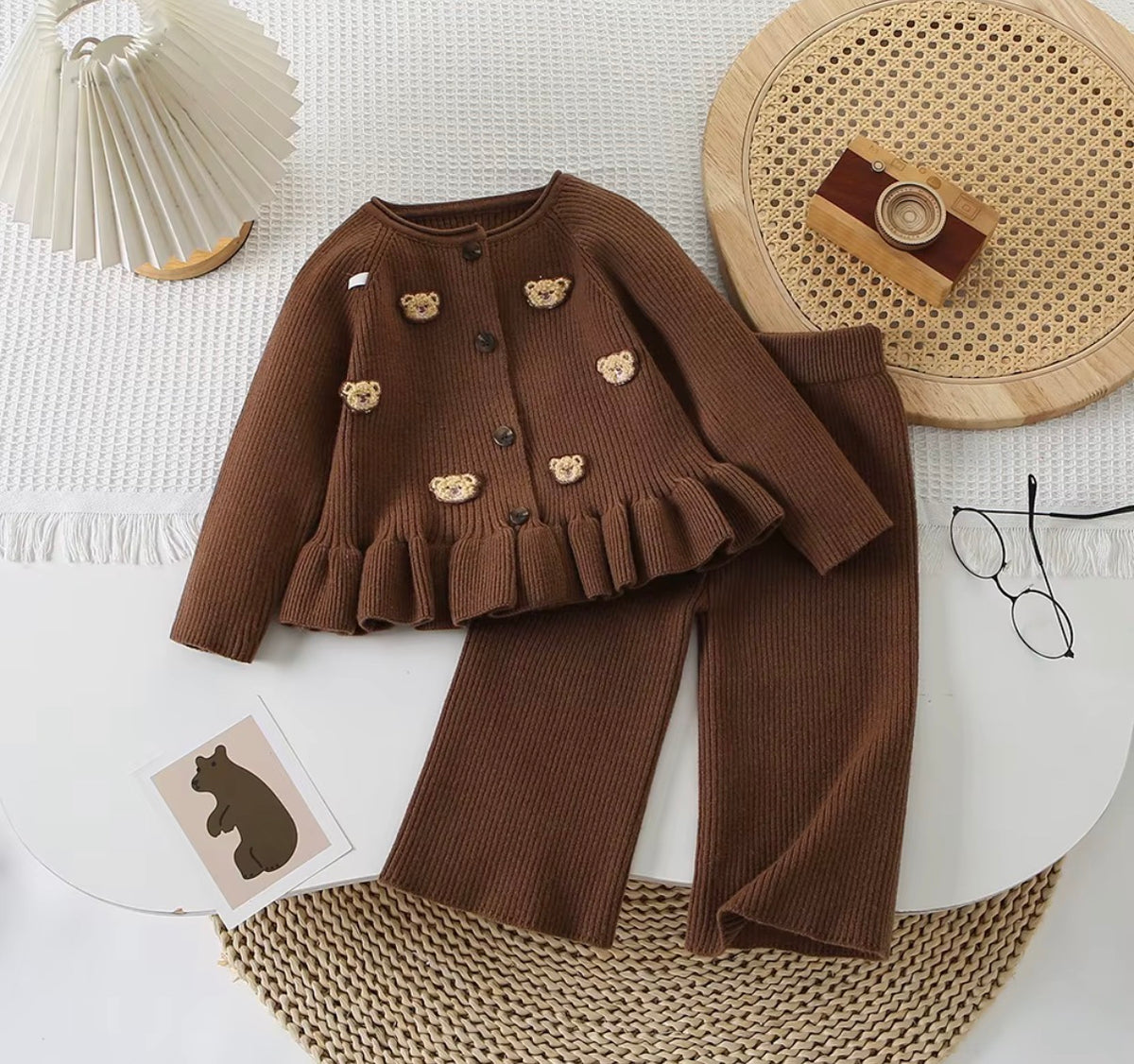 Teddy Ruffle Knit Set