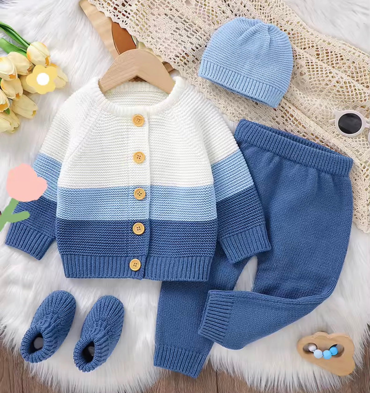 Cozy Stripe Knitted Baby Set