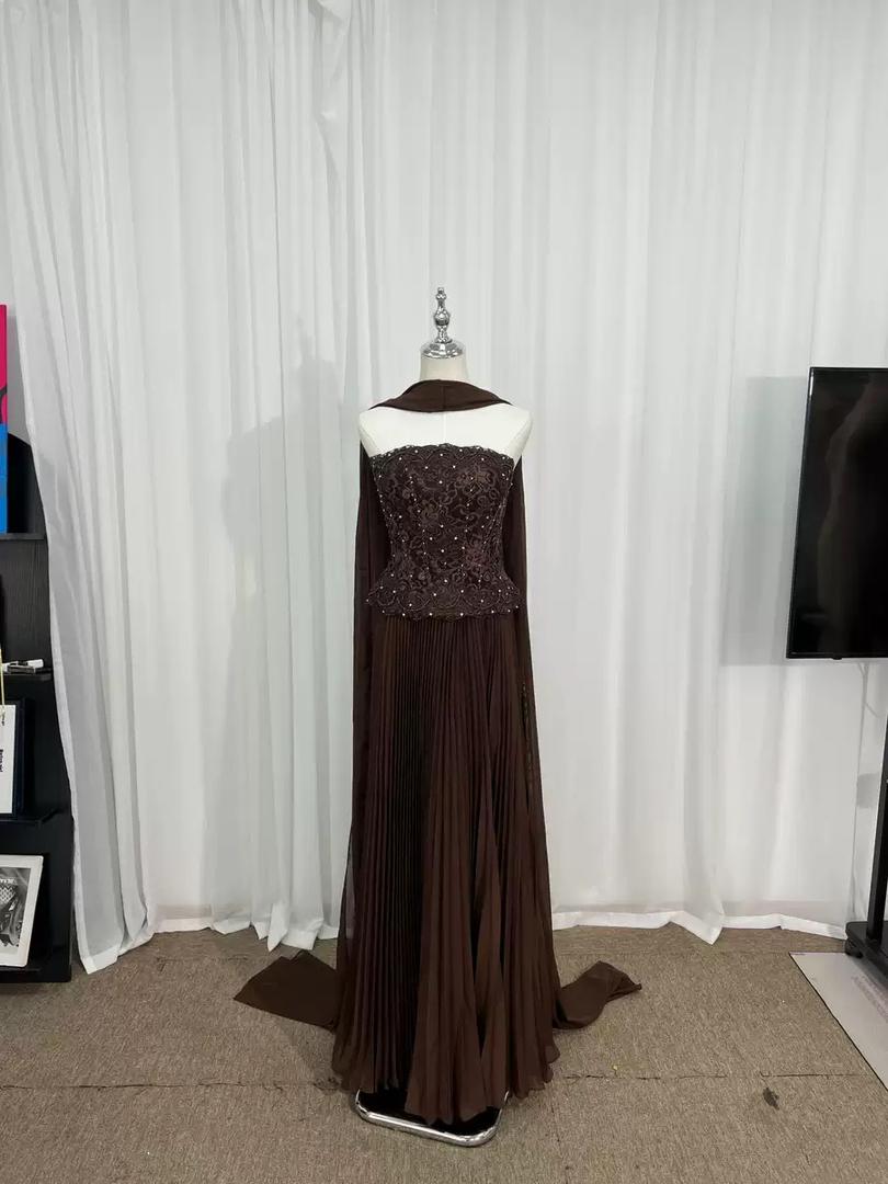 Embellished Corset Cape Gown