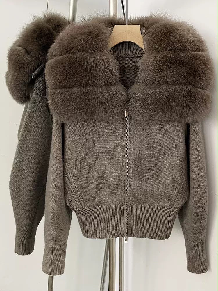 Mocha Luxe Fur Knit Jacket