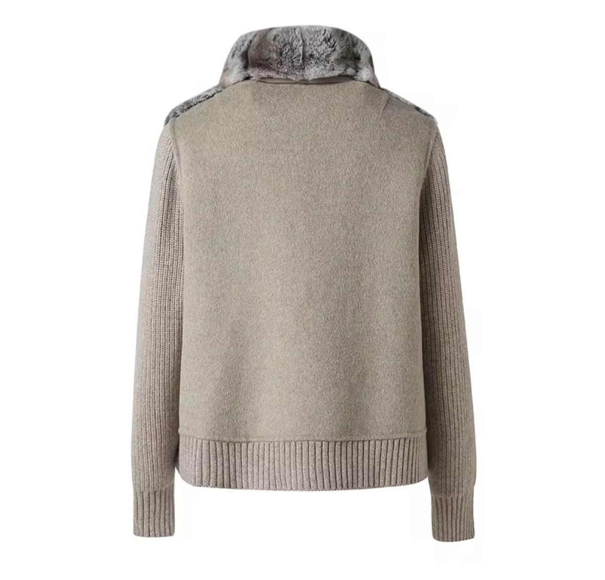 Winter Crest Fur-Panel Sweater Jacket