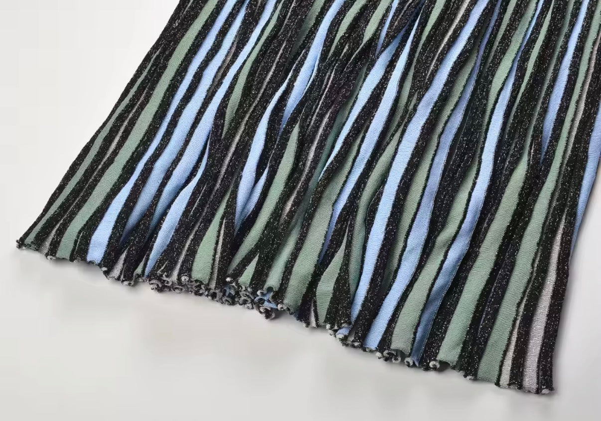Shimmer Striped Halter Maxi Dress