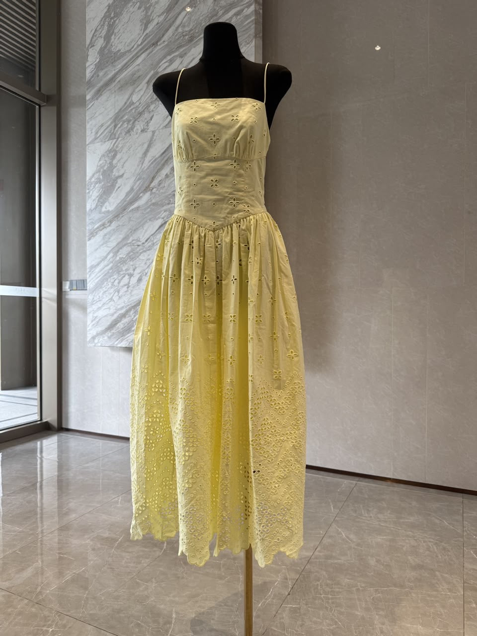 Lemon Blossom Eyelet Maxi Dress